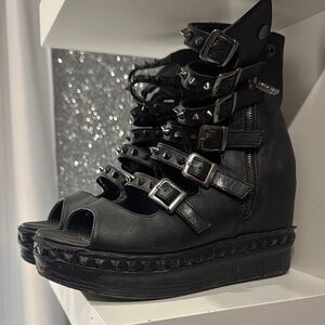 Dolls Kill Black Platform Combat Boots